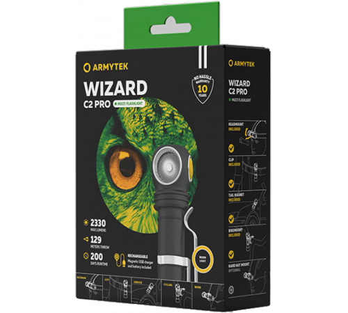 Фонарь Armytek Wizard 2C Pro Magnet USB Белый в Москве Rusdefense.ru