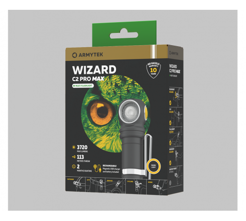 Armytek Wizard C2 Pro Max Magnet USB (теплый свет) в Москве Rusdefense.ru