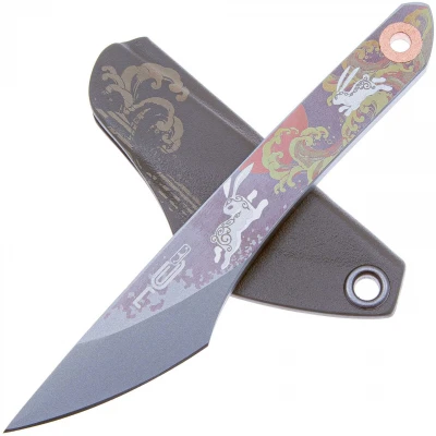 Нож "KOI" Rabbit Blue, Bead Blast, Grey