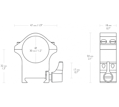 Кольца быстросъемные Hawke 30мм Weaver высокие винт/рычаг стальные в Москве Rusdefense.ru