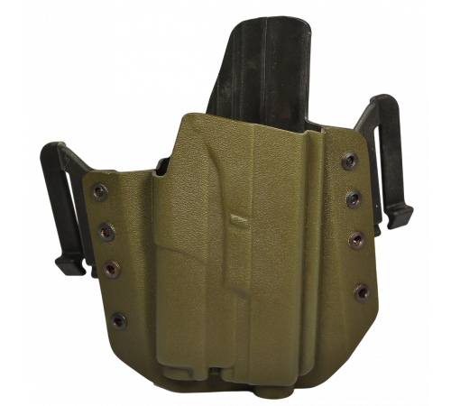 Кобура внешняя  под Glock с фонарем Olight, цвет олива в Москве Rusdefense.ru
