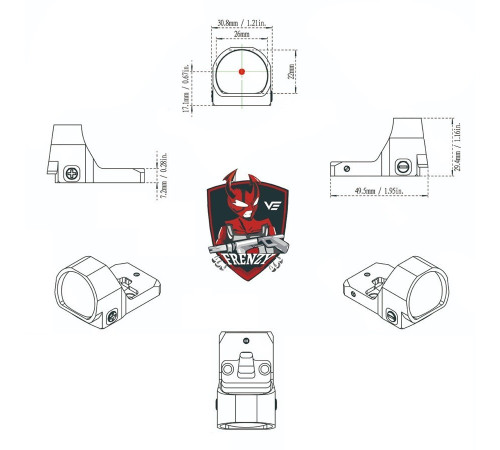 Коллиматор FRENZY-X 1x22x26 Multi Reticle IP6 в Москве Rusdefense.ru